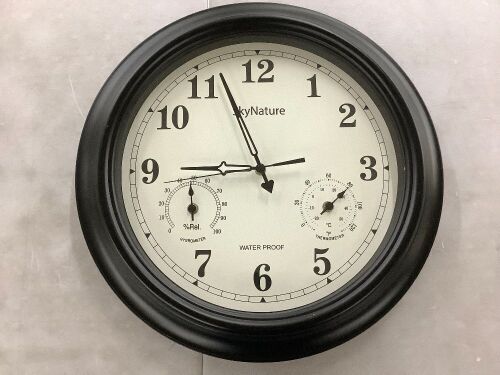 SkyNature Outdoor Wall Clock with Thermometer  - Lot 773