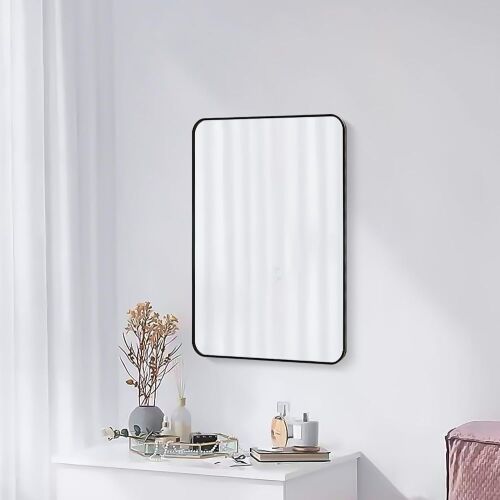 Rectangle Wall Mounted Aluminum Alloy Metal Frame Mirror, 16" x 24"  - Lot 814