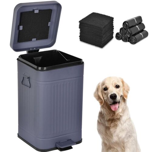 3.2 Gallon Pet Waste Trash Can with Activated Carbon Filter & Plastic Bags - Lot 736