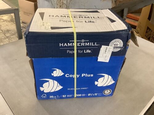  Hammermill Copy Plus 8.5" x 11" Copy Paper, 20 lbs, 92 Brightness, 2500 Sheets/Carton - Lot 844