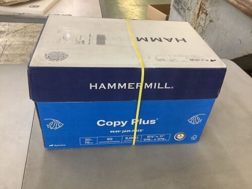  Hammermill Copy Plus 8.5" x 11" Copy Paper, 20 lbs, 92 Brightness, 5000 Sheets/Carton - Lot 846