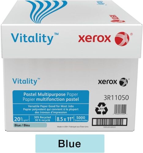  Xerox Vitality Pastel Blue Copy Paper, 8.5" x 11", 5000 Sheets - Lot 848