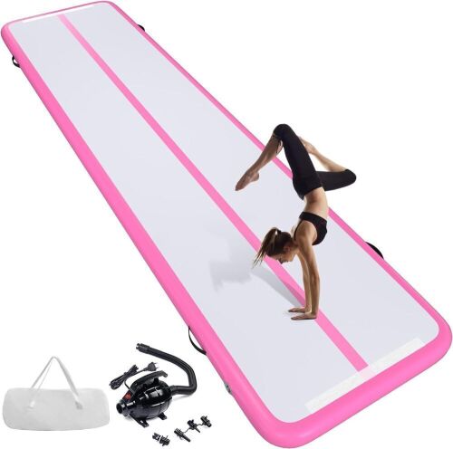 GONFLABLE 10ft Inflatable Air Gymnastics Mat with Electric Air Pump - Lot 670
