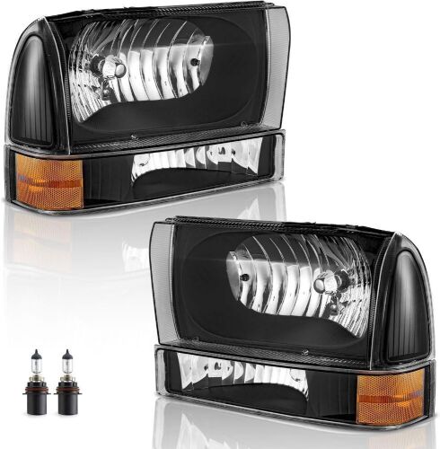  WEELMOTO Headlights Assembly for 99-04 Ford Super Duty F250 F350 F450 F550 - Lot 683