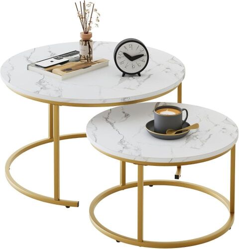 Faux Marble Nesting Coffee Tables - Lot 607