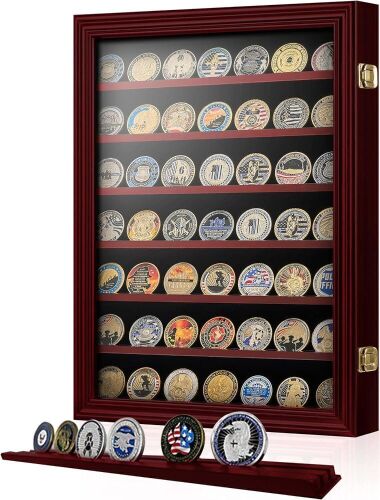ASmileIndeep 7 Rows Military Challenge Coin Holder Display Cabinet - Lot 423