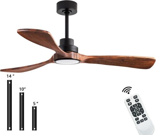 52" Wood Ceiling Fan with Light and Remote Control - Lot 605
