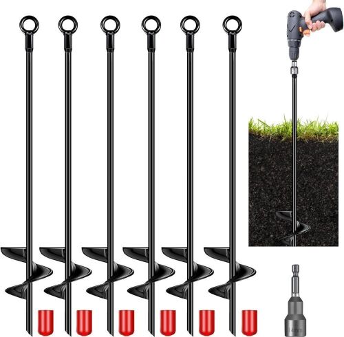  30 Inch Auger Earth Anchor, 6 pc  - Lot 466