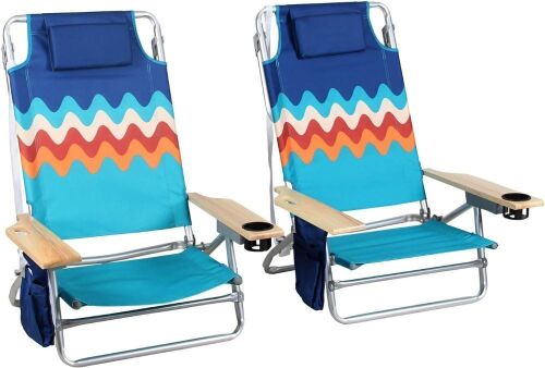 ALPHA CAMP Backpack Beach Chairs, Set of 2  - Lot 365