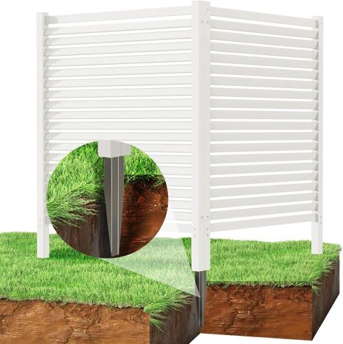  White Vinyl Privacy Fence Screen, 45" H x 36" W, 2 Panels - Lot 367