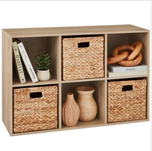 6-Cube Bookshelf, 11in Storage Display w/ Removable Panels, Customizable (baskets not included) - Lot 299