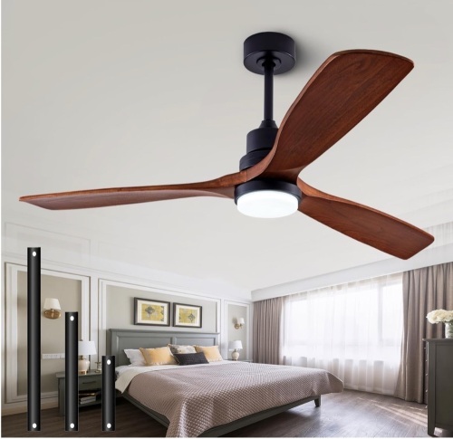 48" Wooden Ceiling Fan with Lighted Remote Control, Indoor Outdoor Wooden Ceiling Fan - Lot 39