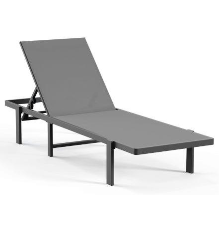 Aluminum Chaise Lounge Chair with Adjustable 5-Position Recliner and Full Flat - Lot 36