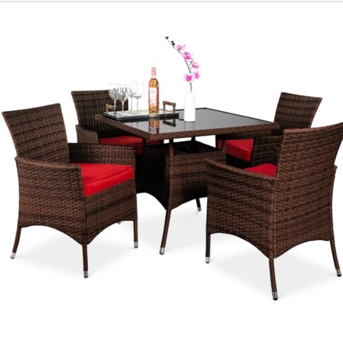 5-Piece Wicker Patio Dining Table Set w/ 4 Chairs - Lot 11