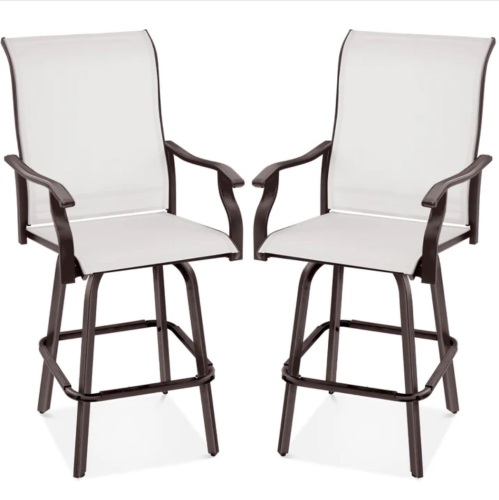 Set of 2 Swivel Barstools w/ 360 Rotation, All-Weather Mesh - Lot 23