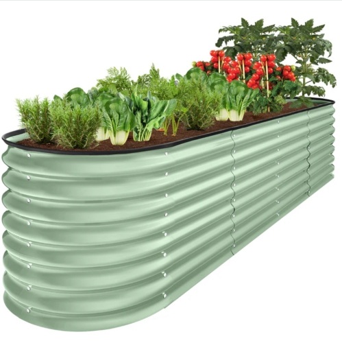 Metal Raised Garden Bed, Oval Outdoor Planter Box for Vegetables - 8x2x2ft - Lot 232