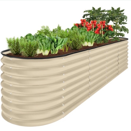 Metal Raised Garden Bed, Oval Outdoor Planter Box for Vegetables - 8x2x2ft - Lot 262