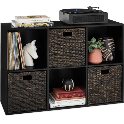 6-Cube Bookshelf, 13.5in Storage Display w/ Removable Panels, Customizable - Lot 180