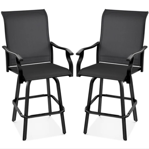 Set of 2 Swivel Barstools w/ 360 Rotation, All-Weather Mesh - Lot 183