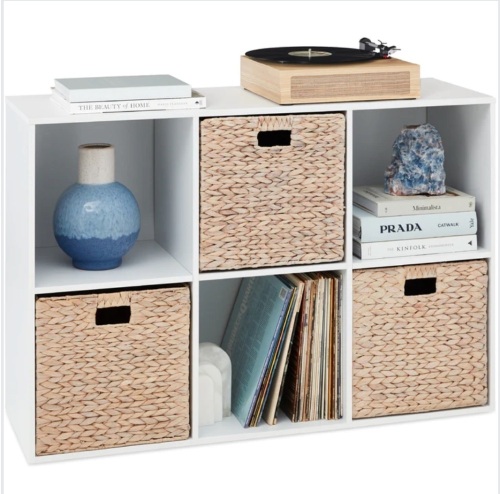 6-Cube Bookshelf, 13.5in Storage Display w/ Removable Panels, Customizable - Lot 200