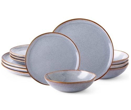 AmorArc Ceramic Dinnerware Set - Dishwasher & Microwave Safe Dishes Set, Service for 4 (12pc) - Lot 210