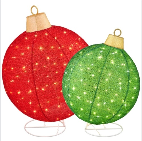 2pc Lighted Pop-Up Christmas Ornaments Decoration w/ 180 LED Lights, Stand - Lot 281