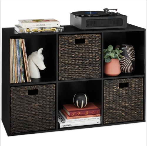 6-Cube Bookshelf, 13.5in Storage Display w/ Removable Panels, Customizable - Lot 371
