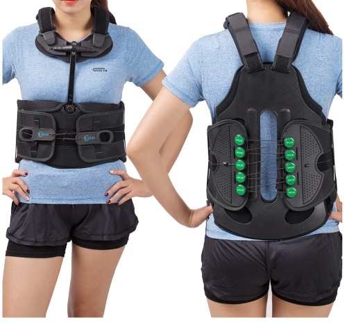 TODDOBRA TLSO Thoracic Full Back Brace for Men and Women - Universal Treat Kyphosis, Compression Fractures, Osteoporosis, Upper Spine Injuries, and Pre or Post Surgery with Hard Lumbar Support - Lot 290