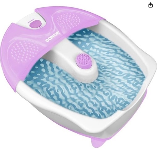Conair Soothing Pedicure Foot Spa Bath with Soothing Vibration Massage, Deep Basin Relaxing Foot Massager with Jets, Pink/White - Lot 64