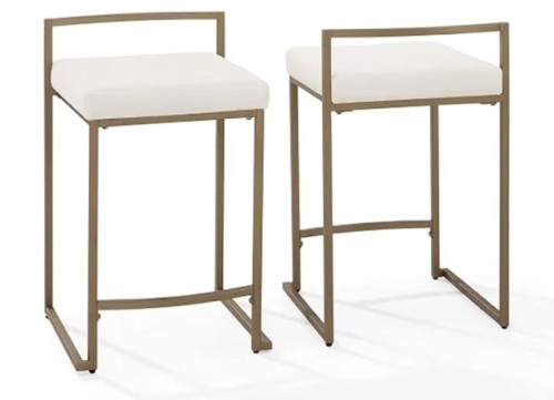 Crosley Furniture Harlowe Counter Stool, Set of 2, Creme and Gold - Lot 88
