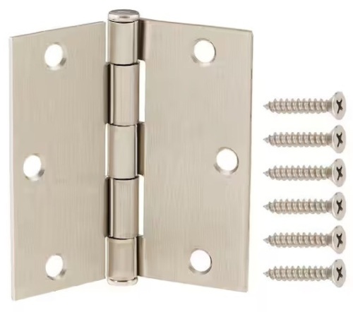 3-1/2 in. Square Corner Satin Nickel Door Hinge Value Pack (24-Pack) - Lot 117