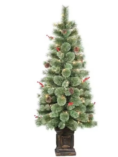 Pre-Lit 4 ft. Green Potted Natural Pine Artificial Christmas Tree with 70-Lights - Lot 124