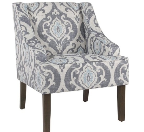 HomePop Velvet Swoop Arm Accent Chair, Suri Blue - Lot 134