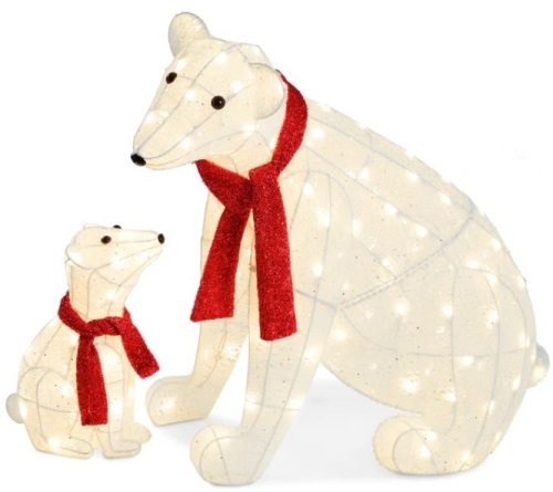 2-Piece Lighted Polar Bear Family Outdoor Decor Set w/ LED Lights $199.99 - Lot 49
