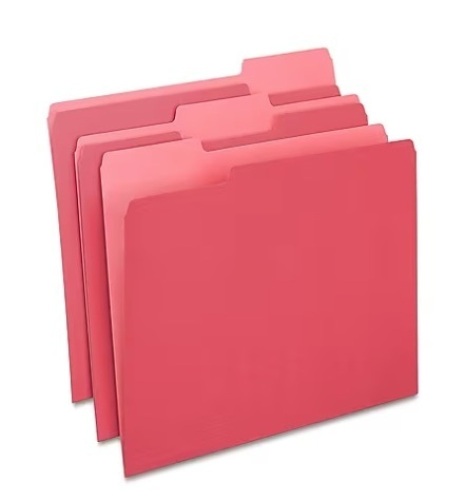 Box of 100 red 3-tab file folders - Lot 293