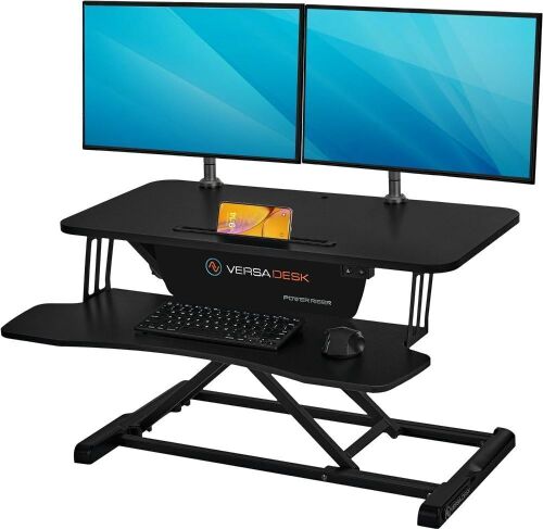  VERSADESK PowerRiser 32" x 24" Electric Standing Desk Converter for Dual Monitor, Wide Keyboard Tray  - Lot 71