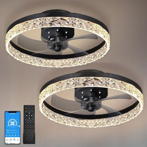 HSC 2Pack Flush Mount Ceiling Fan with Light - Lot 376