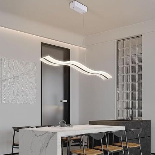 Modern Wave LED Pendant Light Fixture, Dimmable - Lot 303