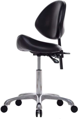 Rolling Adjustable, Heavy-Duty Saddle Stool with Back  - Lot 97
