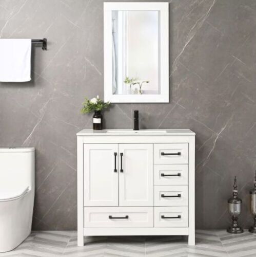 Eclife Single Sink Bath Vanity with Mirror - No Top or Faucet  - Lot 86