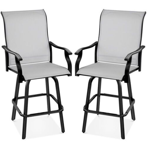 Set of 2 Swivel Barstools w/ 360 Rotation, All-Weather Mesh - Lot 88