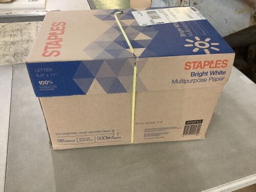 Staples Multipurpose Paper, 8.5" x 11", 22 lbs., Bright White, 5000 Sheets - Lot 459