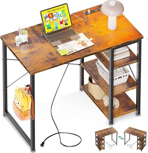 AODK 32 Inch Computer Desk with Power Outlet, USB & Type-C Charging Port - Lot 648