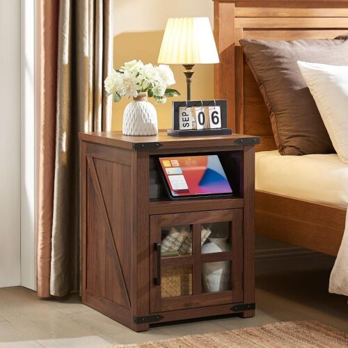Barnyatoh Farmhouse Nightstand with Charging Station - Lot 652