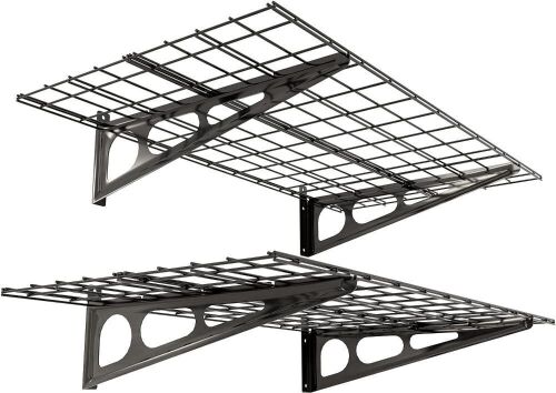 FLEXIMOUNTS 2-Pack 2x4ft Wall Shelf Garage Storage Rack, Black  - Lot 633
