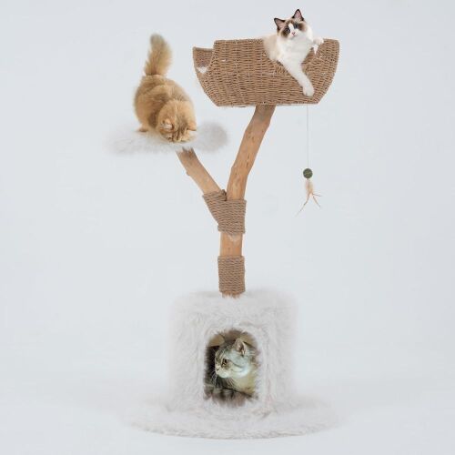 PEEPOWL Real Branch Cat Tree Tower  - Lot 411