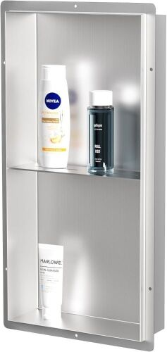 Qeke Stainless Steel Shower Niche 12" X 24", Brushed Nickel - Lot 565