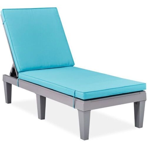 Outdoor Patio Lounge Chair, Resin Chaise Lounger w/ Seat Cushion, 5 Positions - Lot 65