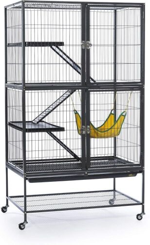 Prevue Pet Products Feisty Ferret Home with Stand, Black Hammertone  - Lot 63