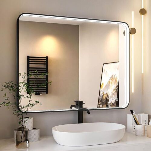 Twalsu 28x36" LED Bathroom Mirror, Black Metal Framed  - Lot 57